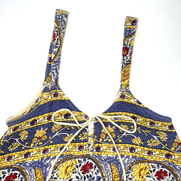 Lucky Brand Allover Print Handkerchief Hem Woodblock Sleeveless Top - Picture 6 of 8